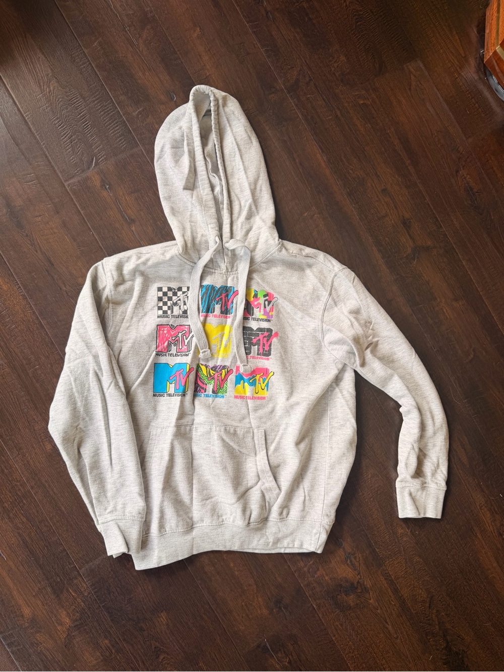 MTV Multicolor Logo Light Gray Zip-Up Hoodie